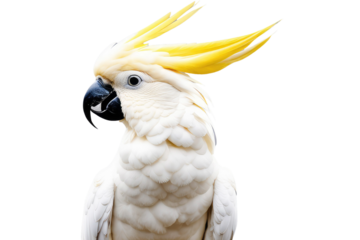 a quality stock photgraph of a cockatoo cacatua galerita isolated on transparent background