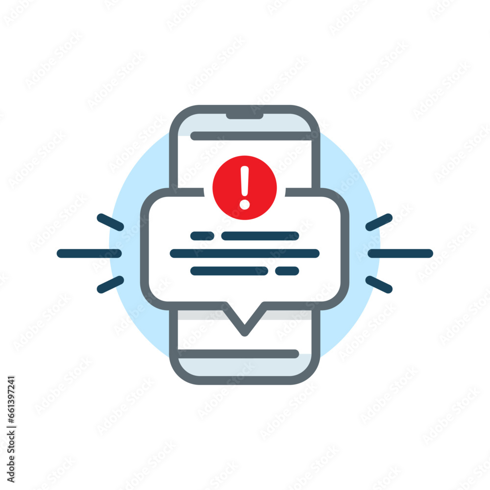 Poster new message notification on smartphone screen concept illustration flat design vector eps10. modern 