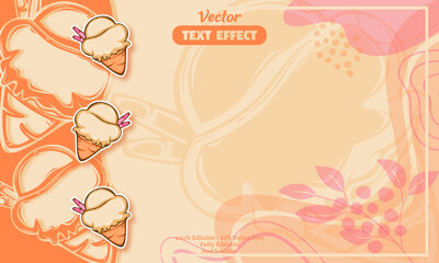 seamless cute vanilla ice cream hand drawn pattern background