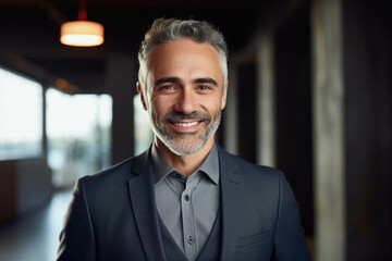 Fototapeta premium Handsome mature middle aged businessman smiling at camera.