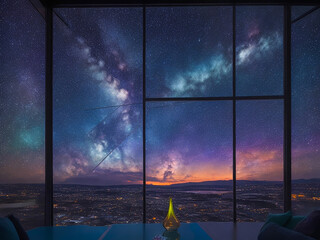 窓から見える星空