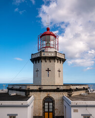 Fototapeta na wymiar Farol do Arnel Lighthouse on Sao Miguel island Azores