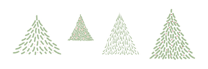 Illustration. Set of Christmas trees.