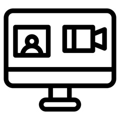 Vector Icon Video Call, Video Chat, Online Conference, Seminar, Calling