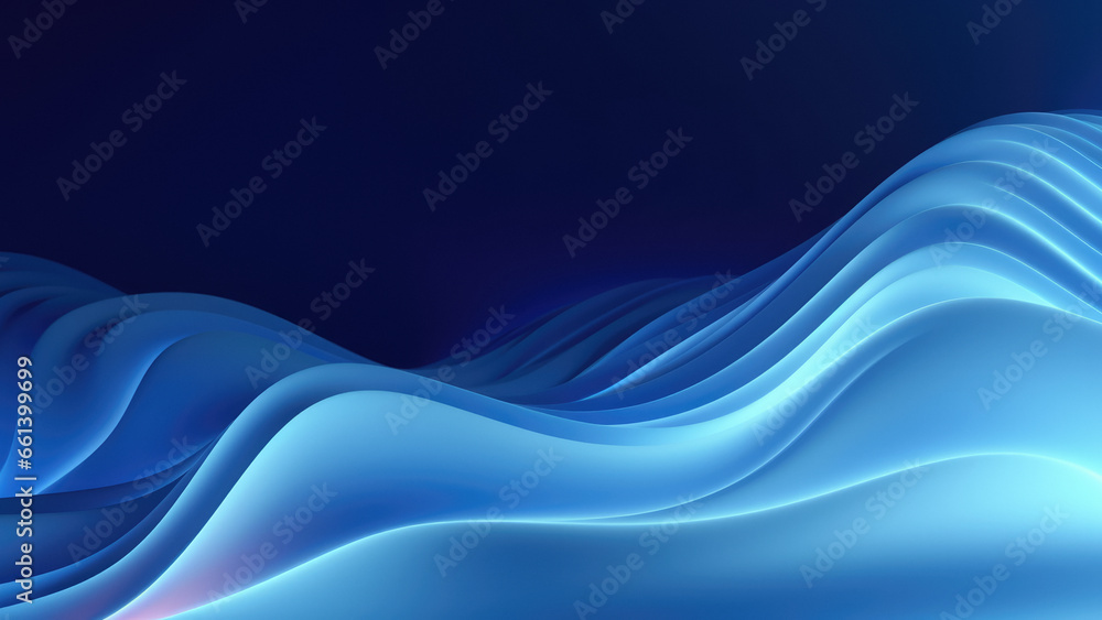 Poster minimalist azure motion: calm and refreshing abstract aqua waves