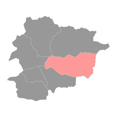 Encamp map, administrative division of the Principality of Andorra. - obrazy, fototapety, plakaty