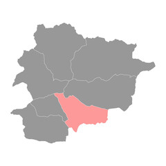 Escaldes Engordany map, administrative division of the Principality of Andorra.