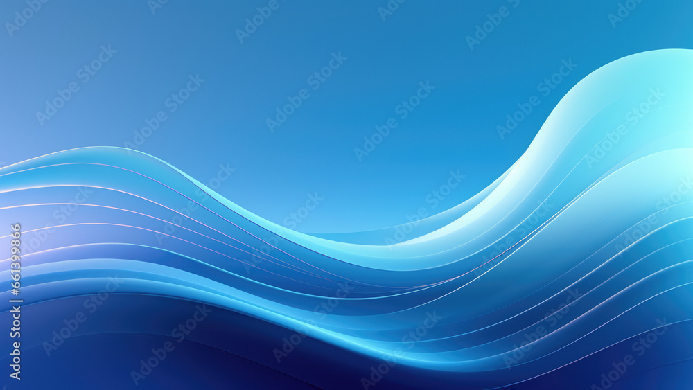 Poster minimalist azure motion: calm and refreshing abstract aqua waves