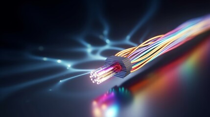 Obraz na płótnie Canvas Connection of Optical fiber cable, technology background, 3d illustration, Generative AI