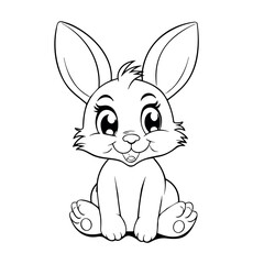 Baby rabbit coloring page for kids - coloring book
