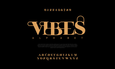 Vibes creative modern urban alphabet font. Digital abstract moslem, futuristic, fashion, sport, minimal technology typography. Simple numeric vector illustration