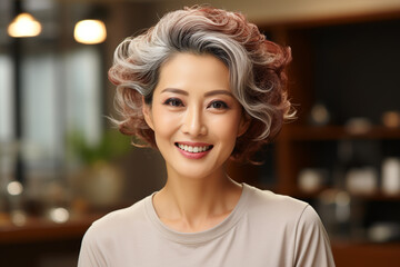 Asian beautiful aging young looking woman, beauty health skincare and cosmetics