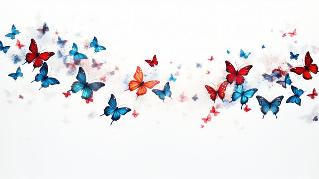 A group of butterflies flying