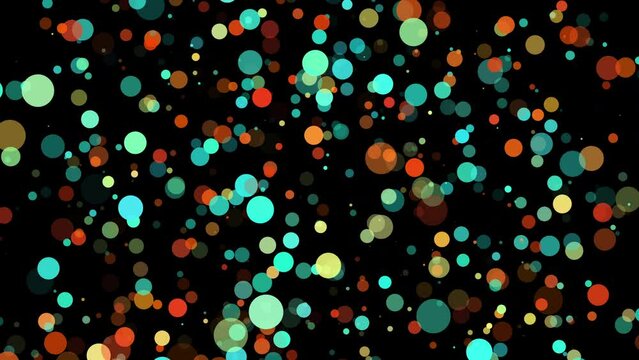 Floating Particles on black Background. Glittering Particles With Bokeh