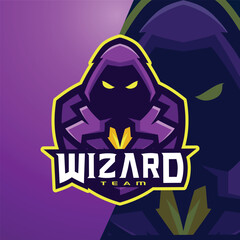 Violet Mystic Wizard Team e-Sport Emblem Badge Esport Logo Game Design. Identity for gamer streamer