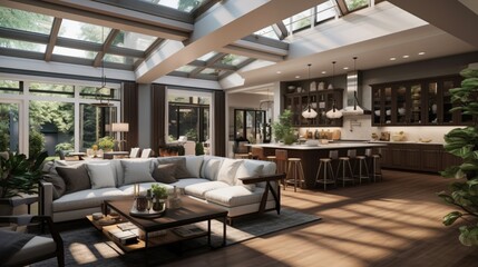 Fototapeta premium home remodel that reimagines traditional spaces, creating multifunctional areas adaptable to changing family dynamics