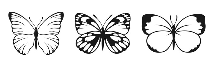 Butterfly Vector Silhouettes. Decorative Insect Collection. Winged Animals Illustration - 661404625