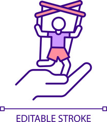 2D editable poor boundaries icon representing codependent relationship, isolated vector, multicolor thin line illustration.