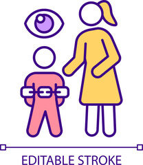 2D editable parenting dynamics icon representing codependent relationship, isolated vector, colorful thin line illustration.