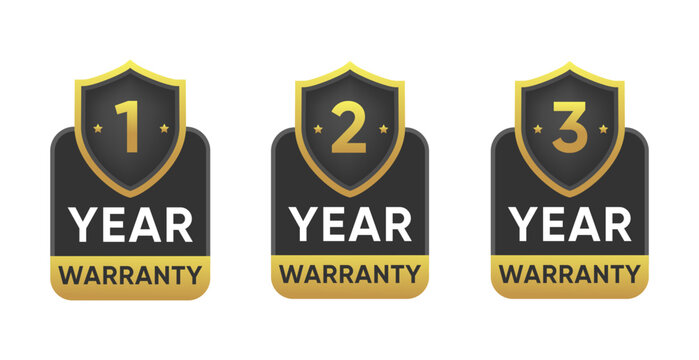 Set of 1 Year warranty, 2 Year warranty, 3 Year warranty, Badge Sign illustration Vector design	