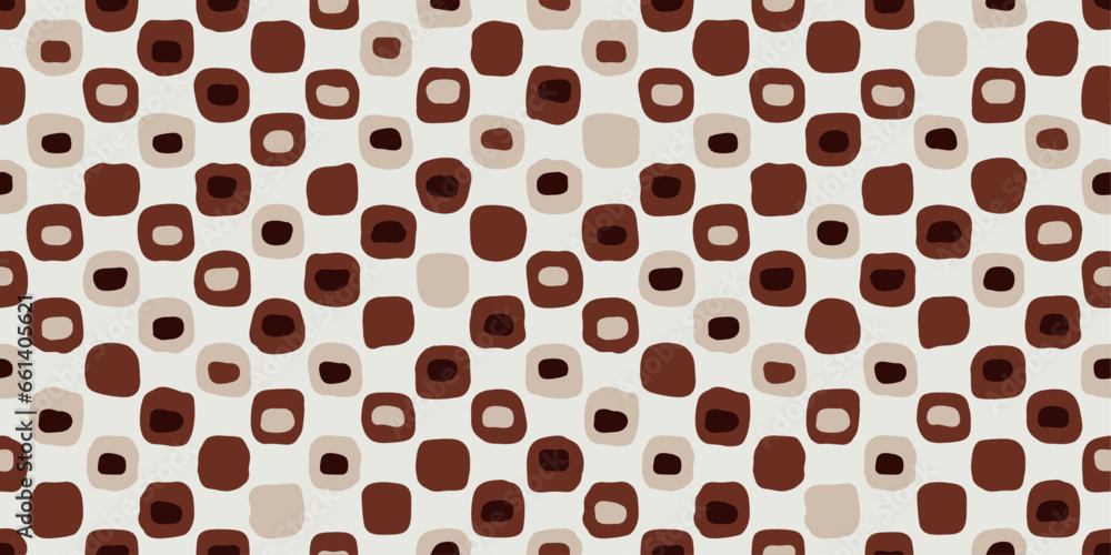 Poster Coffee polka dots. A pattern of squares repeated over the entire surface. Chocolate, coffee colors repeating pattern.