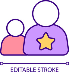 2D editable narcissistic mirror theory icon representing codependent relationship, isolated vector, colorful thin linear illustration.