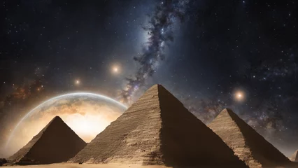 Foto op Canvas Pyramids and deserts on distant stars galaxies and stars © Natthithin