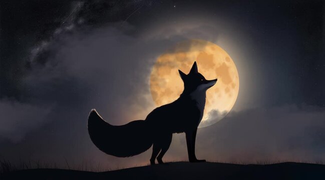 wolf howling at the moon,lofi animation.