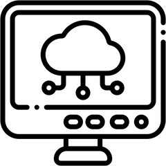 Vector Icon Cloud Computing, Computer, Cloud Server, Screen, Monitor, Web Development