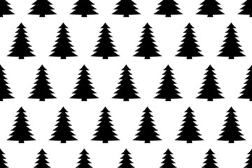 Fototapeta premium Seamless fir pattern. Black and white Christmas trees repeating seamless pattern.