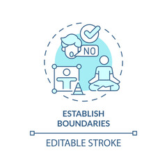 2D editable thin line icon establish boundaries concept, isolated monochromatic vector, blue illustration representing parenting children with health issues.