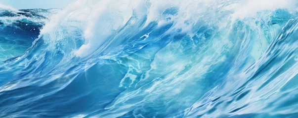 Poster big wave clear water background close up © krissikunterbunt