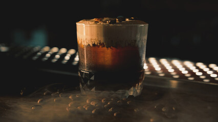 Cocktails with coffee beans on a bar