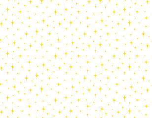 Yellow stars pattern on a transparent background, seamless pattern for design, space vector graphics. Starry sky