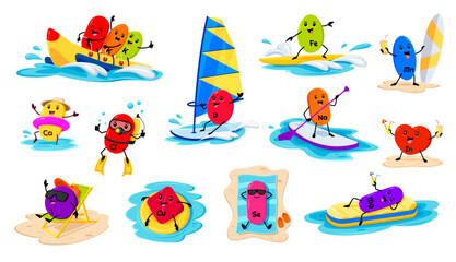 Cartoon micronutrient characters summer vacation