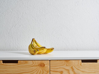 Yellow banana kitchen style, wooden table style.