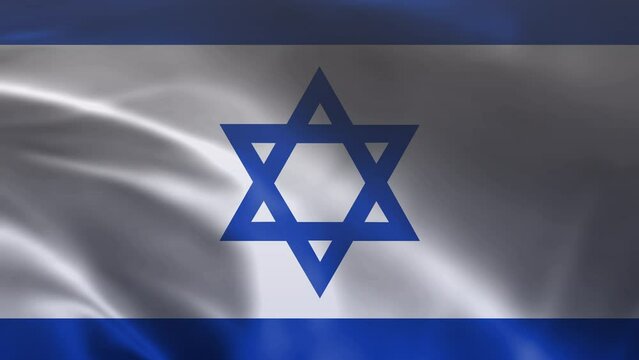 Israel fabric flag . Israel flag background. 4k
