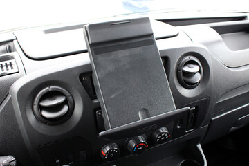 Holder for multimedia tablet on a Cargo Van. Table for a tablet in the interior of a truck. Cargo...