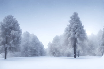 The winter mountains landscape, winter landscape with snow and trees