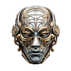 Craft a robotic - themed decorative mask isolated on white background PNG