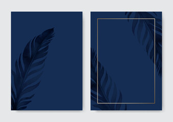 Elegant blue fur wedding invitation card template