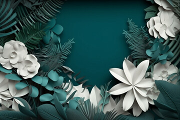 Naklejka premium Immersive Jungle Fantasy: 3D Jungle Scene in White Frame Created with generative AI tools.