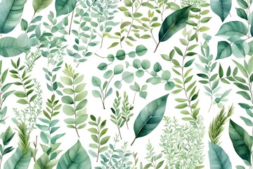 pattern with green leaves