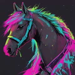neon punk horse