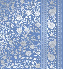wedding card design, traditional paisley floral pattern , royal India	