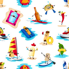 Cartoon tex mex food characters seamless pattern
