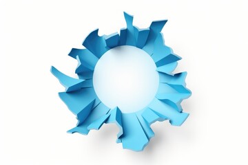 Breakthrough paper hole with blue background isolated