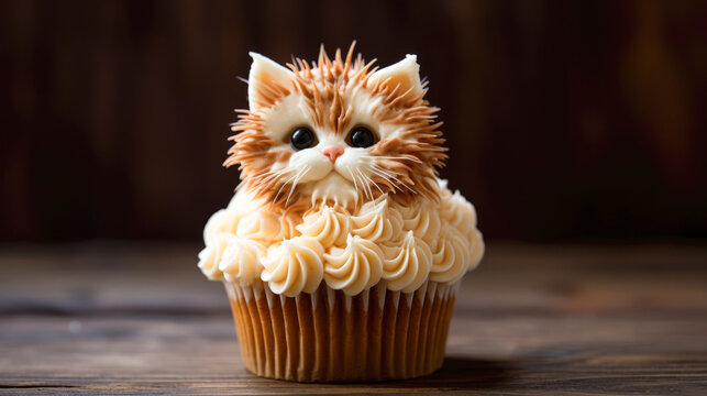 A cat-inspired cupcake, a delectable blend of feline charm and delicious flavors