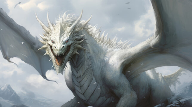 White winged Dragon Fantasy Monster Magical.
