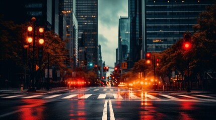 Fototapeta na wymiar traffic at night generated by AI